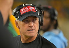 October 7 2023: Texas Tech Red Raiders head coach Joey McGuire is fired up during the 2nd half of the NCAA, College Leag