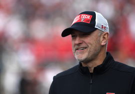 Syndication: Lubbock Avalanche-Journal Texas Tech s head coach Joey McGuire smiles before the Big 12 football game again