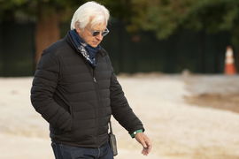 Horse Racing: Preakness-Workouts Oct 1, 2020; Baltimore, Maryland, USA; American racehorse trainer Bob Baffert walks out