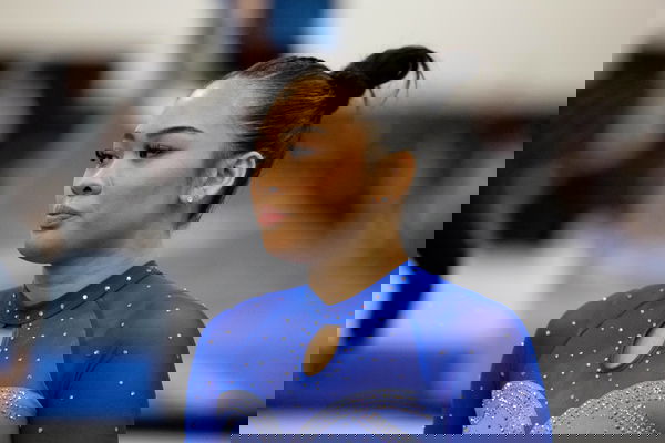 February 24, 2024: Olympic gold medalist Suni Lee during the 2024 Winter Cup senior women s gymnastics competition. The