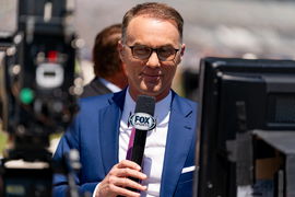 FORT WORTH, TX – APRIL 14: Broadcast announcer and NASCAR, Motorsport, USA legend Kevin Harvick smiles before the NASCAR