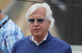 Horse Racing: Black-Eyed Susan May 17, 2024; Baltimore, Maryland, USA; Trainer Bob Baffert during morning workout at Pim