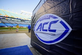 NCAA, College League, USA Football 2015: North Carolina vs Clemson DEC 05 The ACC logo at the entrance during the ACC Co