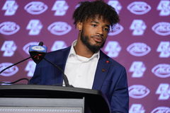 NCAA, College League, USA Football: ACC Football Kickoff Jul 24, 2024; Charlotte, NC, USA; Boston College Eagles quarteb