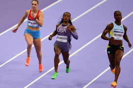 PARIS, FRANCE &#8211; AUGUST 03: Julien Alfred of Saint Lucia and Shacarri Richardson of USA qualify for the Final finishing f