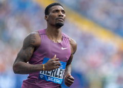 Silesia Diamond League Chorzow 2024 Fred Kerley of the United States reacts after men s 100m run during the Diamond Leag