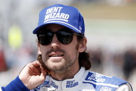 ATLANTA, GA &#8211; SEPTEMBER 07: Ryan Blaney ( 12 Team Penske Dent Wizard Ford) talks with his crew during qualifying for the
