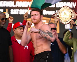 September 13, 2024, Las Vegas, Nevada, USA: SAUL CANELO ALVAREZ (61-2-2-39KOs) of Guadalajara, Jalisco, Mexico weighed i