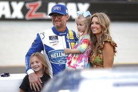 BRISTOL, TN &#8211; SEPTEMBER 20: Dale Earnhardt, Jr ( 88 JR Motorsports Hellmann s Chevrolet) poses for a picture with his wi