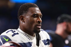 Seattle Seahawks vs Detroit Lions DETROIT,MICHIGAN-September 30: Seattle Seahawks wide receiver DK Metcalf (14) walks of