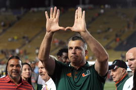 NCAA, College League, USA Football: Miami at California Oct 5, 2024; Berkeley, California, USA; Miami Hurricanes head co