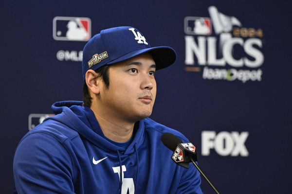 Baseball: MLB, Baseball Herren, USA Championship Series Los Angeles Dodgers designated hitter Shohei Ohtani attends a pr
