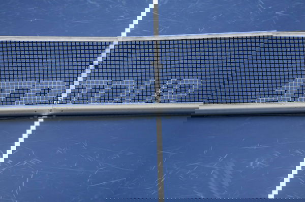 European Open ATP, Tennis Herren Tennis Tournament ATP TOUR logo inscription displayed on the net of the central court d