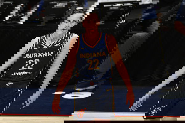 September 22, 2024: Indiana Fever guard Caitlin Clark (22) looks on during game 1 of the first round of the WNBA, Basket