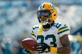JACKSONVILLE, FL &#8211; OCTOBER 27:Green Bay Packers cornerback Jaire Alexander (23) warms up before a NFL, American Football