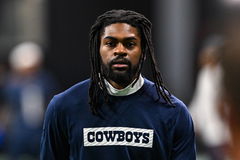 ATLANTA, GA Ð NOVEMBER 03: Dallas cornerback Trevon Diggs (7) warms up prior to the start of the NFL, American Football