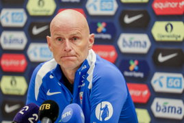 Sport Bilder des Tages press conference, PK, Pressekonferenz with national team, Nationalteam manager Stale Solbakken Os