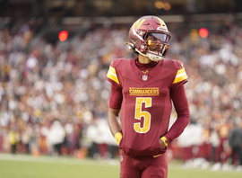 November 10, 2024, Landover, Maryland, USA: November 10, 2024: Jayden Daniels 5 during the Washington Commanders vs Pitt