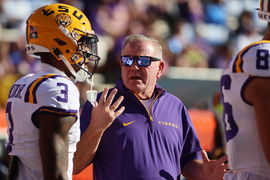 NCAA, College League, USA Football: Louisiana State at Florida Nov 16, 2024; Gainesville, Florida, USA;LSU Tigers head c