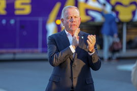 NCAA, College League, USA Football 2024: Vanderbilt vs LSU NOV 23 November 23, 2024: LSU Head Coach Brian Kelly walks of