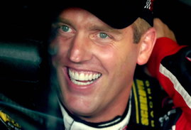 NASCAR, Motorsport, USA NEXTEL Cup driver Jeremy Mayfield smiles at passerbys in the garage at Lowe s Motor Speedway on