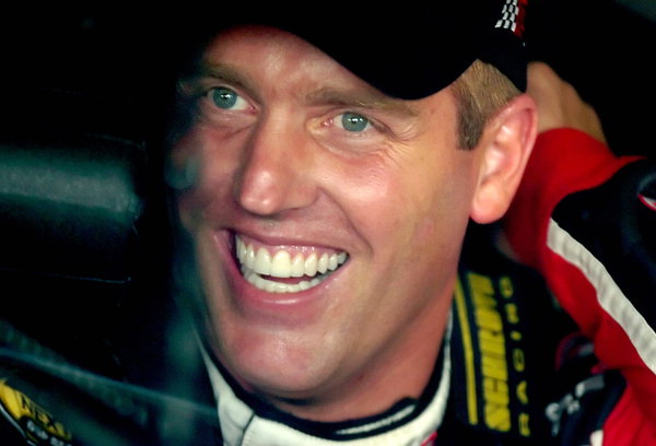 NASCAR, Motorsport, USA NEXTEL Cup driver Jeremy Mayfield smiles at passerbys in the garage at Lowe s Motor Speedway on