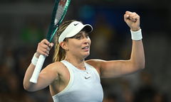 TENNIS AUSTRALIAN OPEN, Paula Badosa of Spain reacts after winning her round 1 match against Xinyu Wang of China during