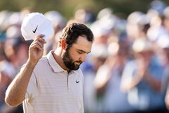 250413 Scottie Scheffler of the United States looks dejected on the 18th green during the final round of the 2025 Master