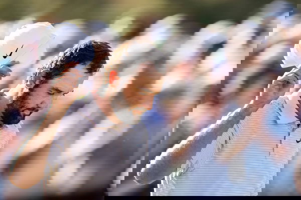 250413 Scottie Scheffler of the United States looks dejected on the 18th green during the final round of the 2025 Master