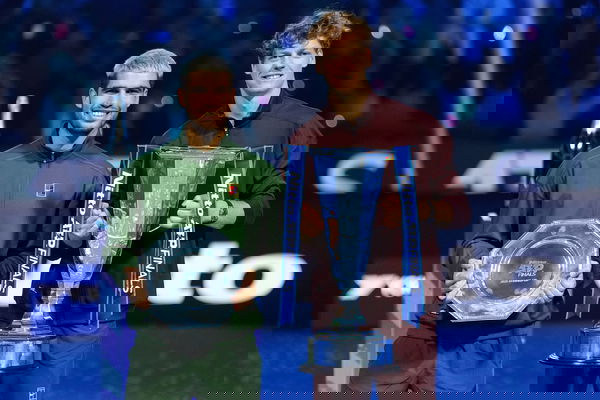 Torino 16/11/2025 &#8211; ATP, Tennis Herren Finals / Image nella foto: Jannik Sinner-Carlos Alcaraz PUBLICATIONxNOTxINxITA