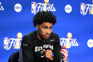 Dylan Harper at an NBA press conference