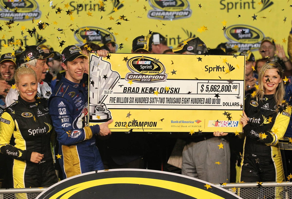 Nov. 17, 2012 - Miami, Fl, USA - Brad Keselowski wins Sprint Cup championship during the NASCAR Motorsport USA Sprint Cup Series Ford EcoBoost 400, at the Homestead Miami Speedway, Sunday, November 18, 2012. NASCAR Motorsport USA Sprint Cup Series - ZUMAm67