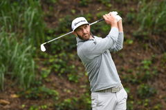 PACIFIC PALISADES CA FEBRUARY 19 Dustin Johnson hits from the sixth hole tee during the third ro