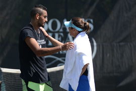 April 26, 2017 &#8211; Charlottesville, Virginia, United States &#8211; NICK KYRGIOS and AJLA TOMLJANOVIC after