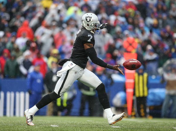 ORCHARD PARK NY OCTOBER 29 Oakland Raiders punter Marquette King 7 punts during a National Foo