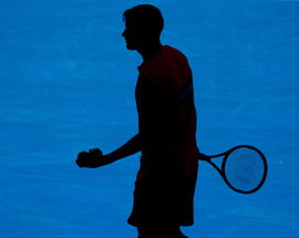 GRIGOR DIMITROV BUL Silhouette Schatten von oben Tennis Australian Open 2018 Grand Slam ATP