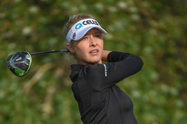 REGINA SK AUGUST 24 Nelly Korda USA watches her tee shot on 2 during the CP Women s Open Round