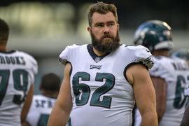 PHILADELPHIA PA AUGUST 30 Philadelphia Eagles center Jason Kelce 62 warms up before the NFL Am