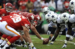 October 11, 2009: The Kansas City Chiefs and the Dallas Cowboys line up in retro uniforms at Arrowhe