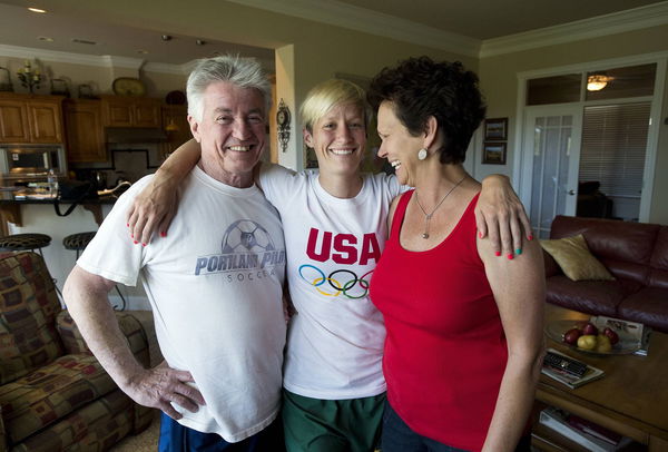 July 3, 2012 &#8211; Redding, Calif, USA &#8211; USA soccer player Megan Rapinoe visits with her parents, Jim an