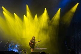 American singer Norma Jean Martine performs with her band during a concert of Sziget Festival on the
