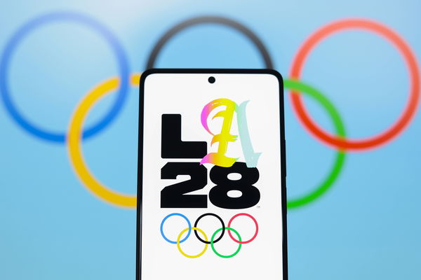 Logos displayed on smartphones in Paraguay &#8211; 17 Aug 2024 In this photo illustration, the 2028 Summer Olympics Games &#8211; Lo