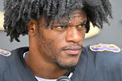 September 18, 2024: Baltimore Ravens quarterback Lamar Jackson speaks with the media following practice on Sept. 18, 202