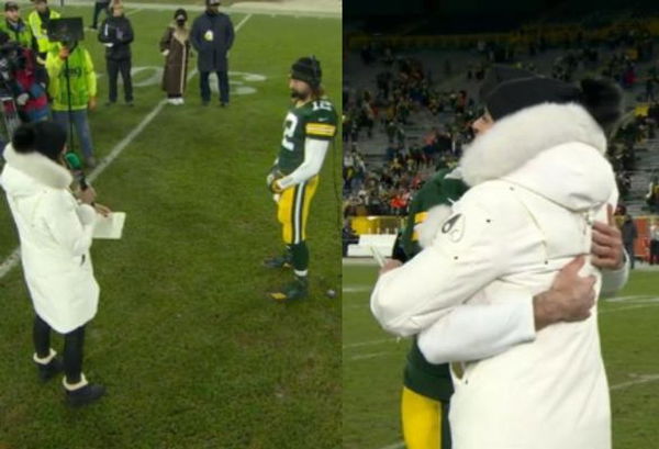 Erin Andrew doesn't get all the Aaron Rodgers hug reaction