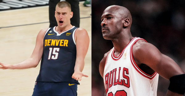 Nikola Jokic (L) and Michael Jordan (R) Collage