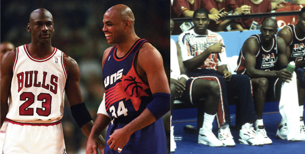 Michael Jordan, Charles Barkley and Magic Johnson Collage