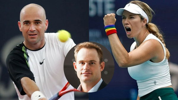 Andre Agassi, Danielle Collins and Andy Roddick