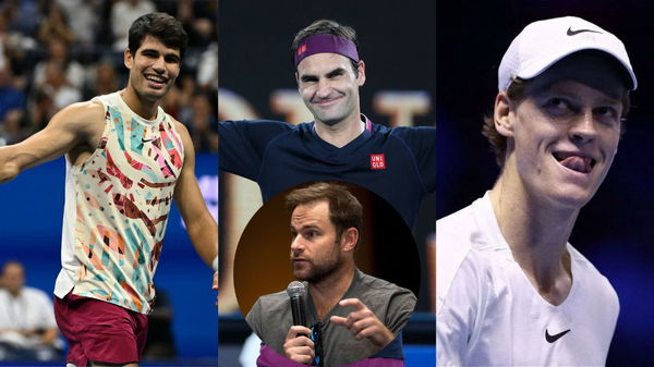 Andy Roddick, Roger Federer, Carlos Alcaraz and Jannik Sinner