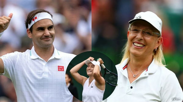 Roger Federer and Martina Navratilova and Lulu Sun