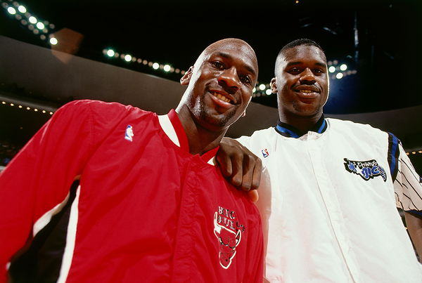 Shaquille O&#8217;Neal and Michael Jordan Pre-Game Portrait